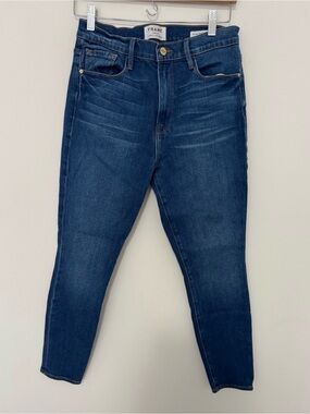 Frame Denim Dark Blue High-Rise Slim Jeans